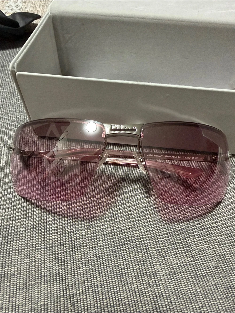 AUTHENTIC Dior Rimless Sunglasses with Pink Lenses